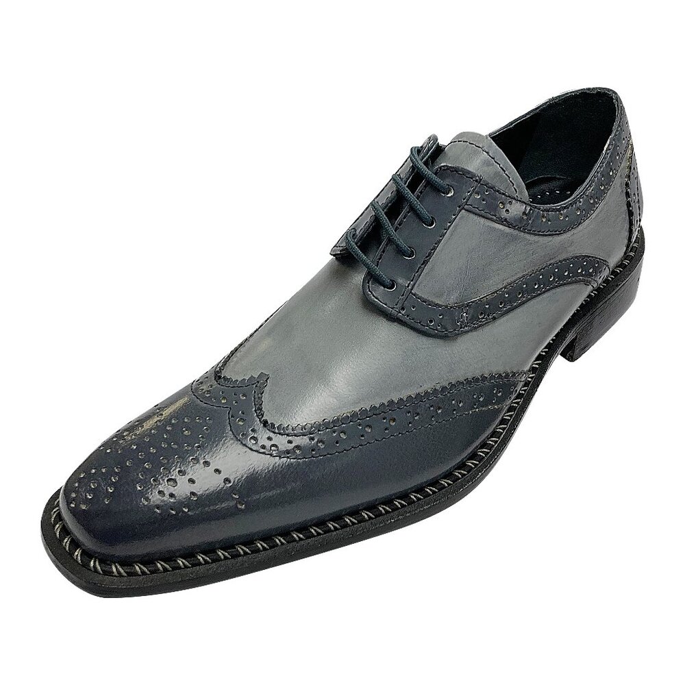LIBERTYZENO GREY LEATHER OXFORD STYLE DRESS SHOES